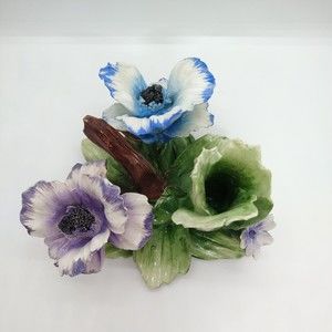 Capodimonte Floral Ceramic Candle Holder Italy Made Staining? Spotted? Chipped